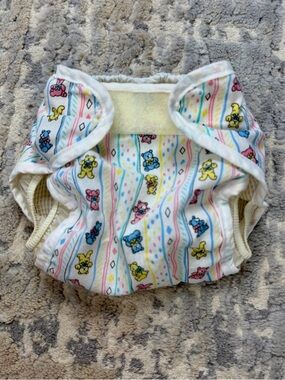 Vintage Ecology Kids Diaper Cover, Size Large - Pastel Bears 90s